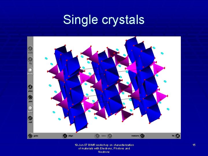 Single crystals 19 -Jun-07 BIMR workshop on characterization of materials with Electrons, Photons and