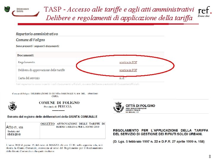 TASP - Accesso alle tariffe e agli atti amministrativi Delibere e regolamenti di applicazione