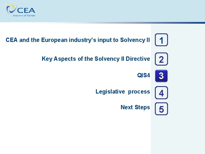 CEA and the European industry’s input to Solvency II 1 Key Aspects of the