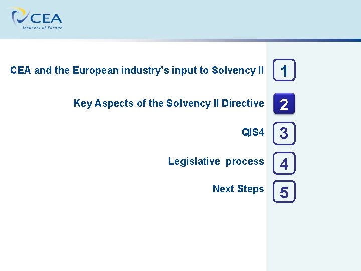 CEA and the European industry’s input to Solvency II 1 Key Aspects of the