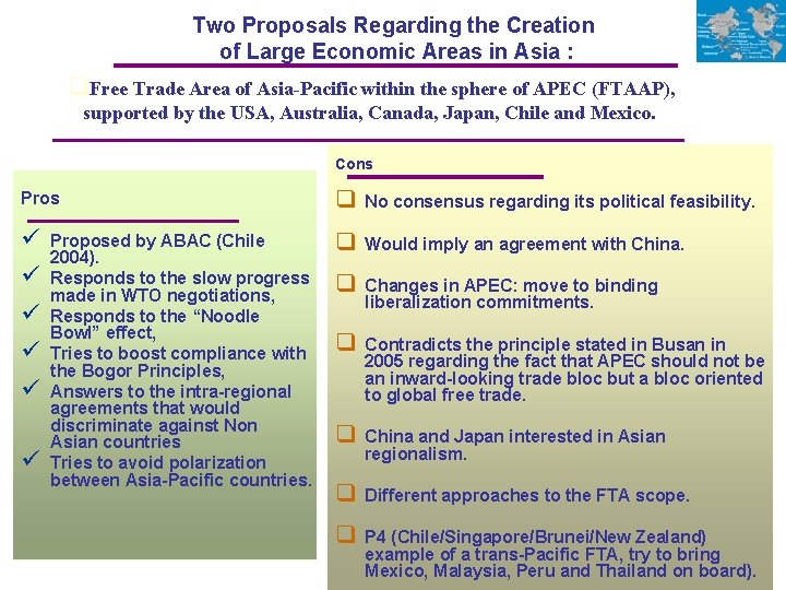 Two Proposals Regarding the Creation of Large Economic Areas in Asia : q. Free