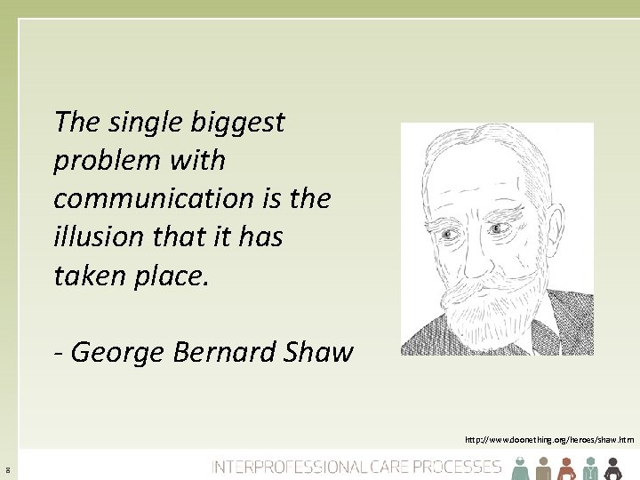 The single biggest problem with communication is the illusion that it has taken place.