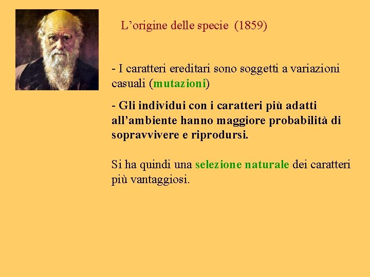 L’origine delle specie (1859) - I caratteri ereditari sono soggetti a variazioni casuali (mutazioni)