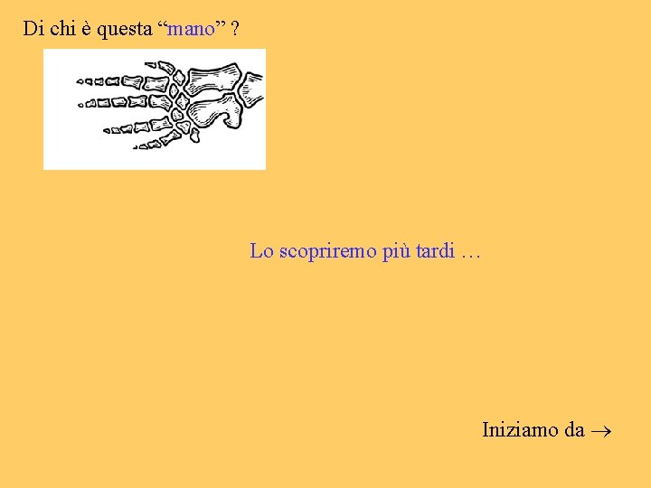 Di chi è questa “mano” ? Lo scopriremo più tardi … Iniziamo da 