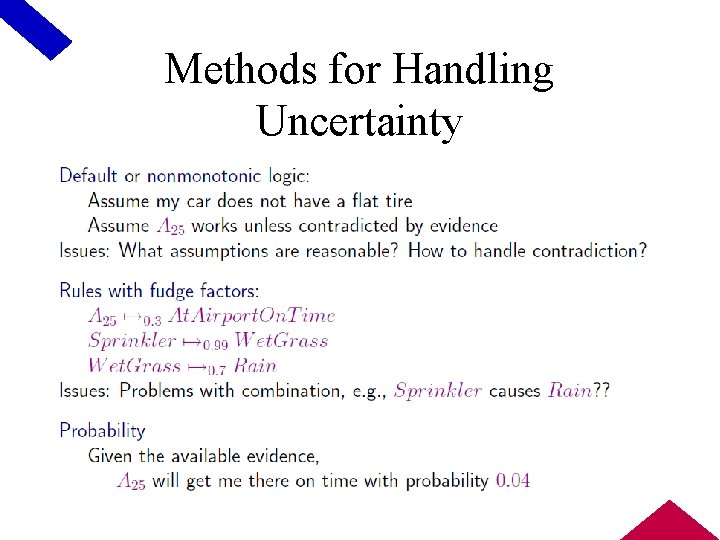 Methods for Handling Uncertainty 
