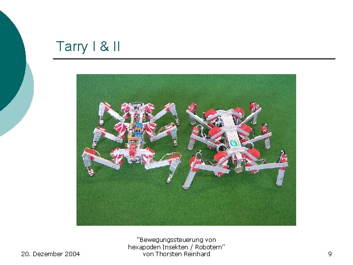 Tarry I & II 20. Dezember 2004 "Bewegungssteuerung von hexapoden Insekten / Robotern" von
