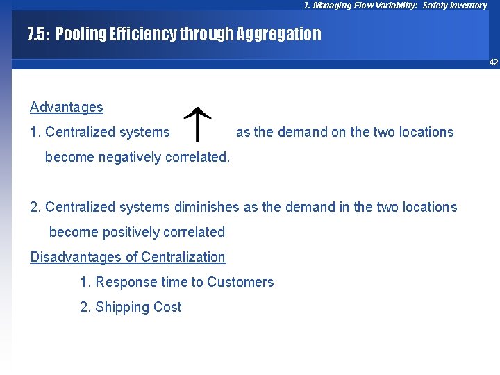 7. Managing Flow Variability: Safety Inventory 7. 5: Pooling Efficiency through Aggregation 42 Advantages