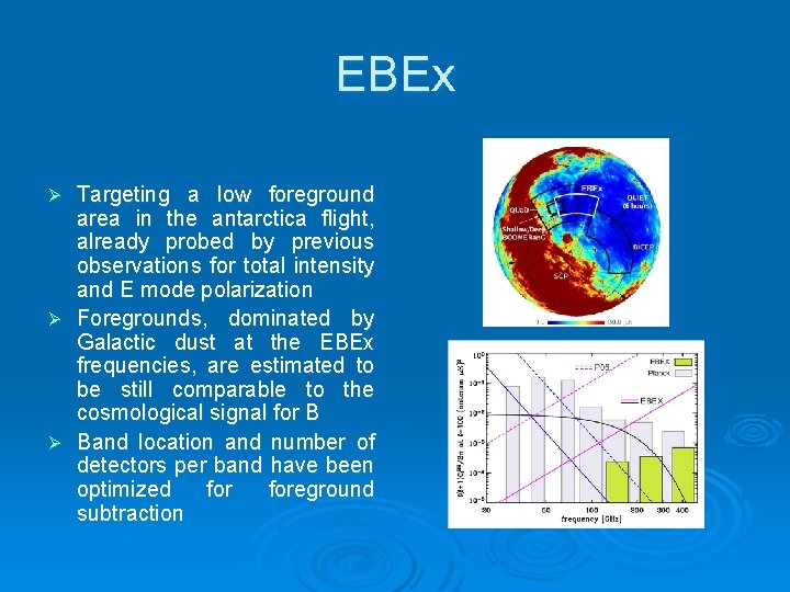 EBEx Targeting a low foreground area in the antarctica flight, already probed by previous