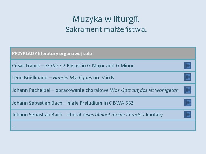 Muzyka w liturgii. Sakrament małżeństwa. PRZYKŁADY literatury organowej solo César Franck – Sortie z