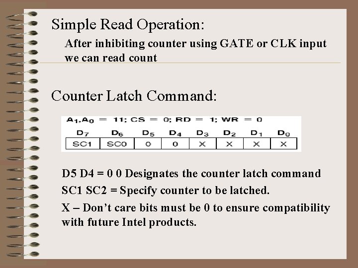 Simple Read Operation: After inhibiting counter using GATE or CLK input we can read