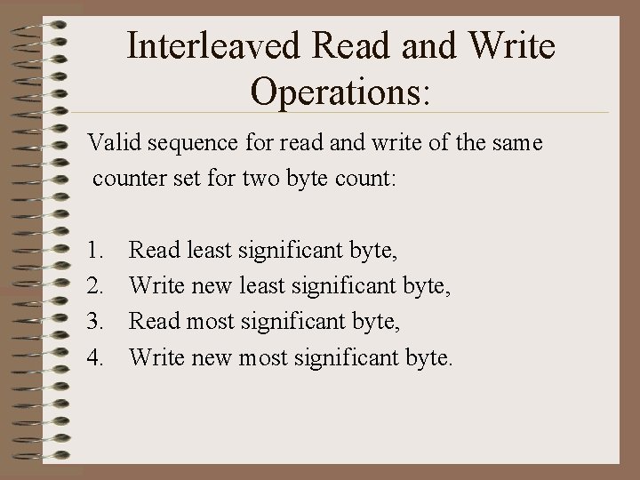 Interleaved Read and Write Operations: Valid sequence for read and write of the same