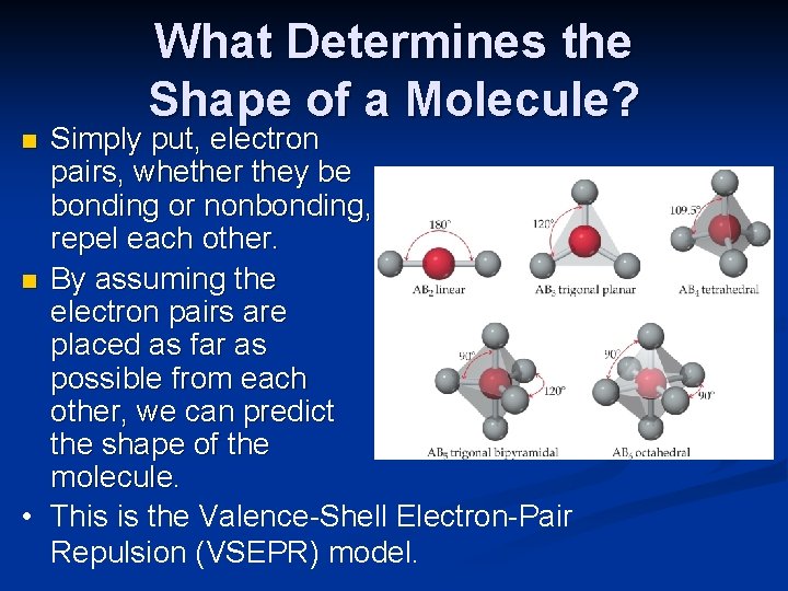 What Determines the Shape of a Molecule? Simply put, electron pairs, whether they be