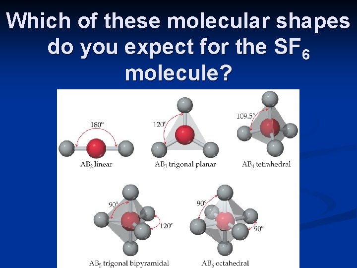 Which of these molecular shapes do you expect for the SF 6 molecule? 