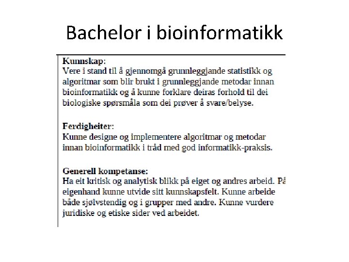 Bachelor i bioinformatikk 