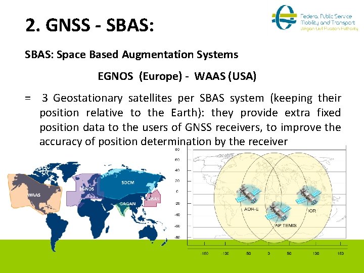 2. GNSS - SBAS: Space Based Augmentation Systems EGNOS (Europe) - WAAS (USA) =