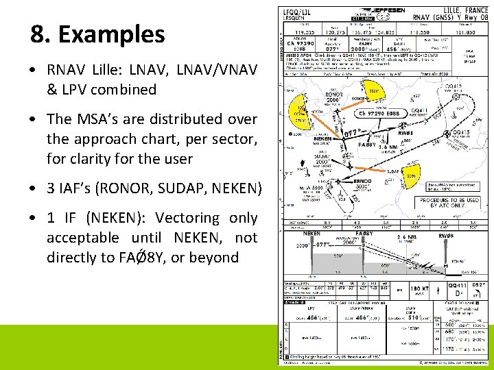 8. Examples • RNAV Lille: LNAV, LNAV/VNAV & LPV combined • The MSA’s are