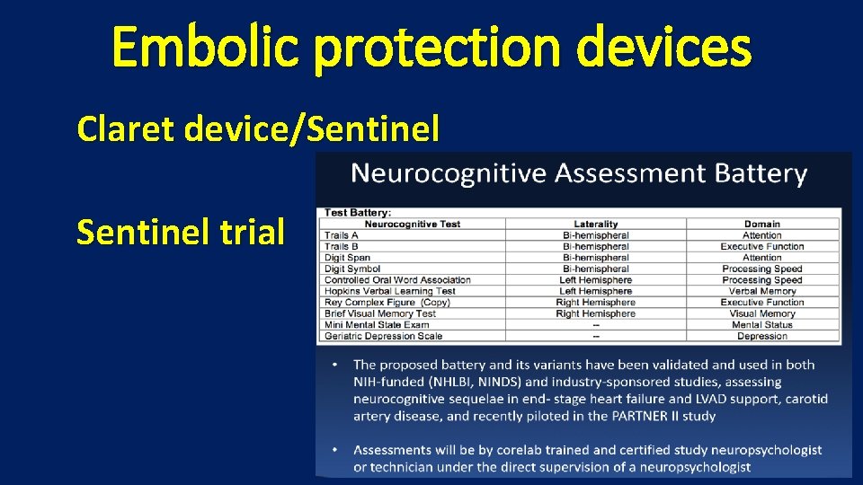 Embolic protection devices Claret device/Sentinel trial 