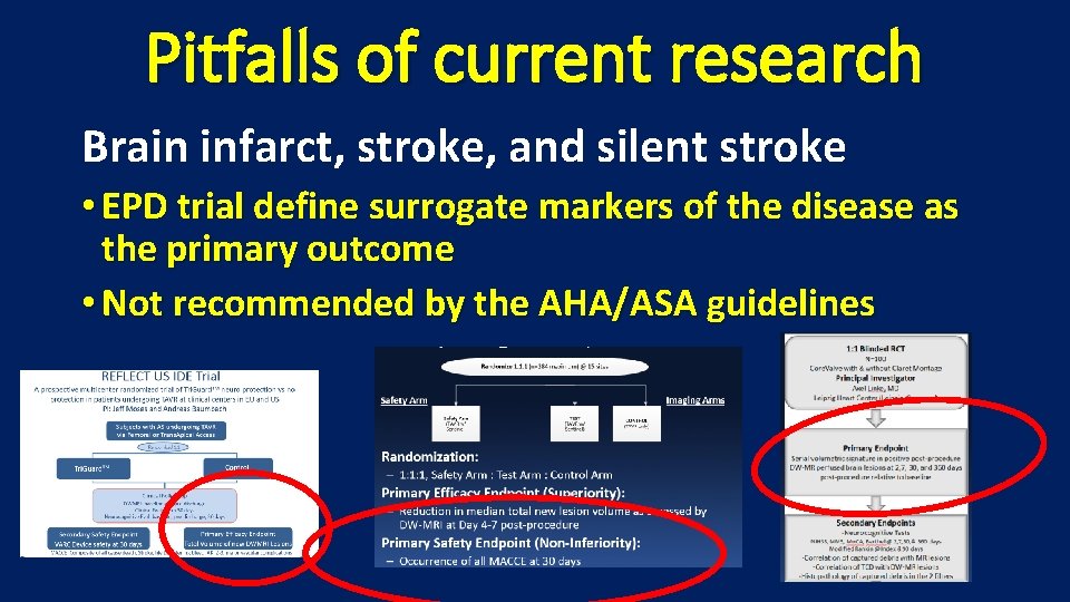 Pitfalls of current research Brain infarct, stroke, and silent stroke • EPD trial define