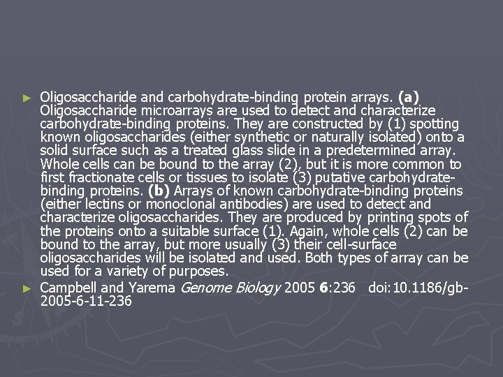 Oligosaccharide and carbohydrate-binding protein arrays. (a) Oligosaccharide microarrays are used to detect and characterize