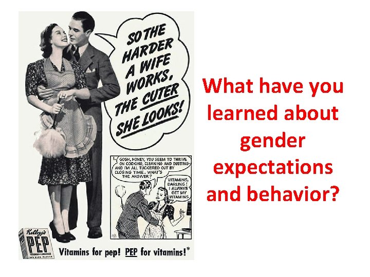 What have you learned about gender expectations and behavior? 