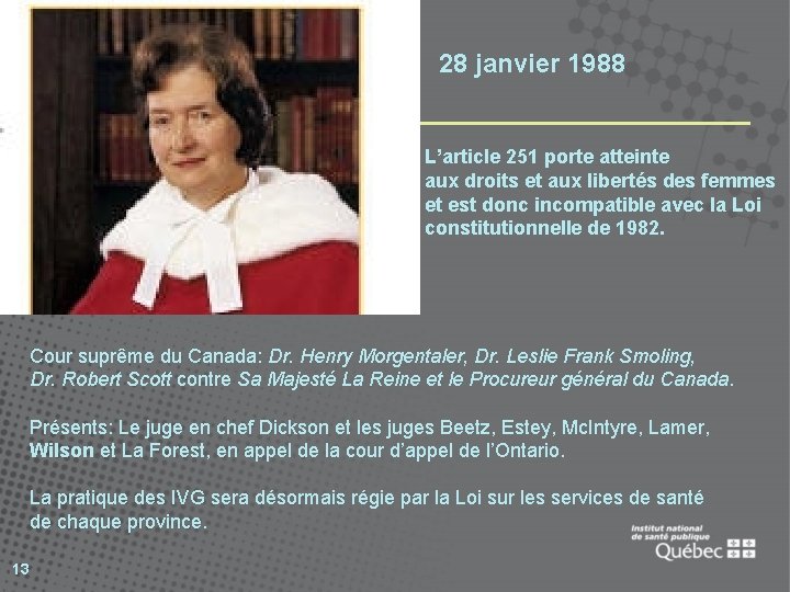 28 janvier 1988 L’article 251 porte atteinte aux droits et aux libertés des femmes