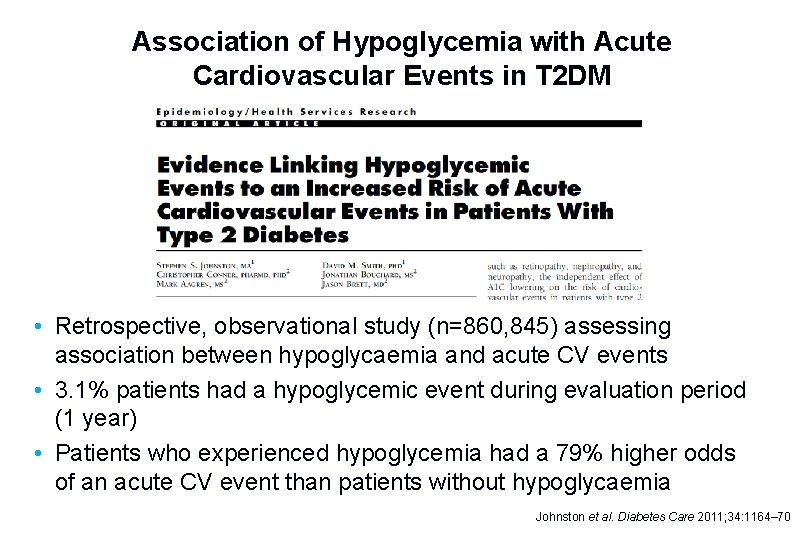 Association of Hypoglycemia with Acute Cardiovascular Events in T 2 DM • Retrospective, observational