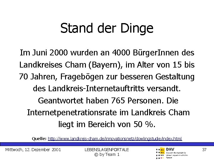 Stand der Dinge Im Juni 2000 wurden an 4000 Bürger. Innen des Landkreises Cham