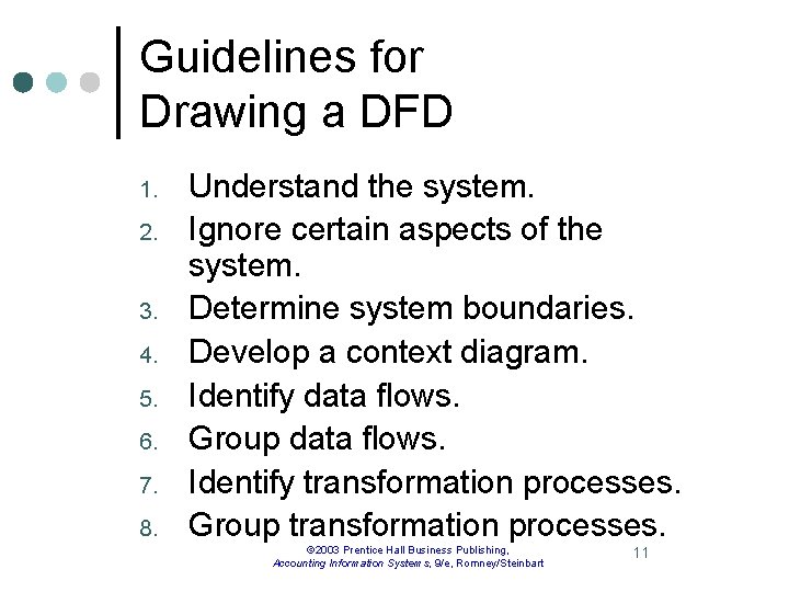 Guidelines for Drawing a DFD 1. 2. 3. 4. 5. 6. 7. 8. Understand