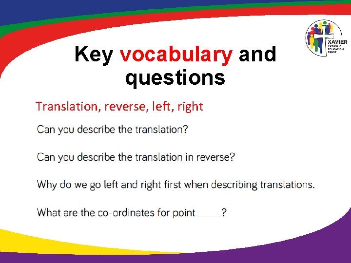 Key vocabulary and questions Translation, reverse, left, right 