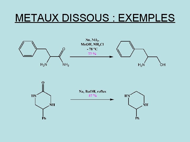 METAUX DISSOUS : EXEMPLES 