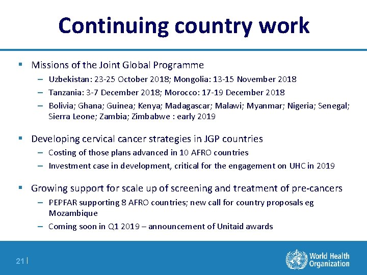Continuing country work § Missions of the Joint Global Programme – Uzbekistan: 23 -25