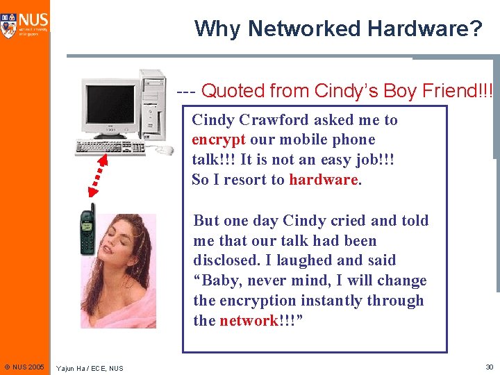 Why Networked Hardware? --- Quoted from Cindy’s Boy Friend!!! Cindy Crawford asked me to