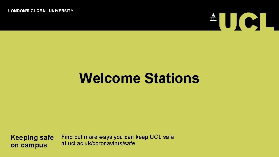 LONDON'S GLOBAL UNIVERSITY Welcome Stations Keeping safe Find out more ways you can keep