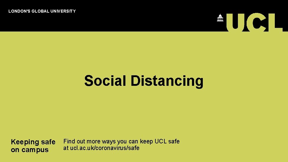 LONDON'S GLOBAL UNIVERSITY Social Distancing Keeping safe Find out more ways you can keep