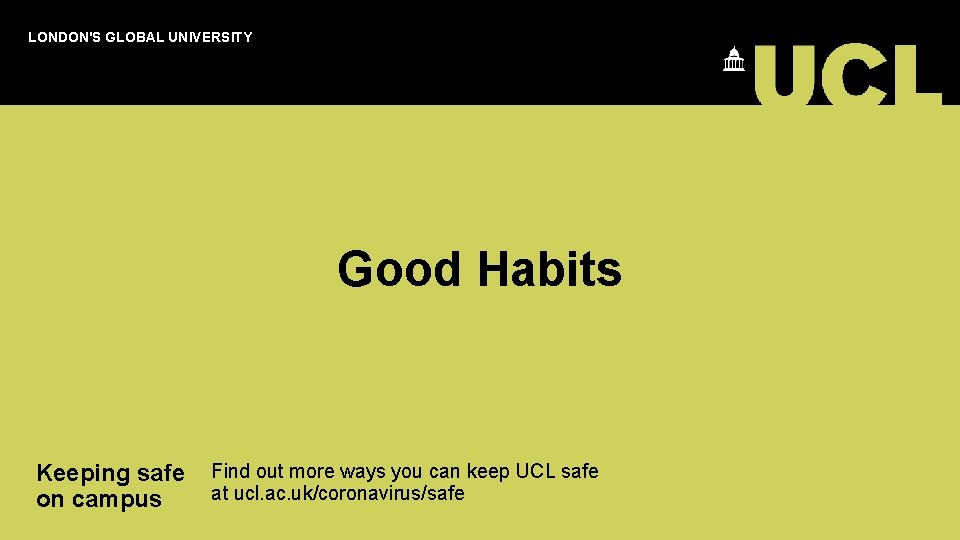 LONDON'S GLOBAL UNIVERSITY Good Habits Keeping safe Find out more ways you can keep