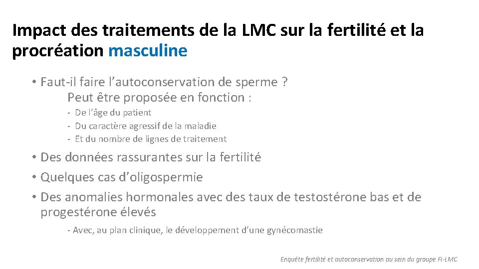 Impact des traitements de la LMC sur la fertilité et la procréation masculine •