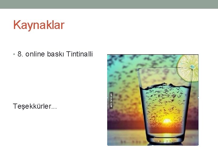 Kaynaklar • 8. online baskı Tintinalli Teşekkürler. . . 