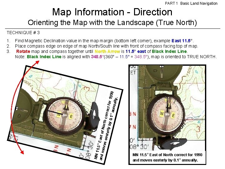 PART 1 Basic Land Navigation Map Information - Direction Orienting the Map with the PART 1 Basic Land Navigation Map Information - Direction Orienting the Map with the