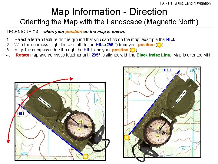PART 1 Basic Land Navigation Map Information - Direction Orienting the Map with the PART 1 Basic Land Navigation Map Information - Direction Orienting the Map with the