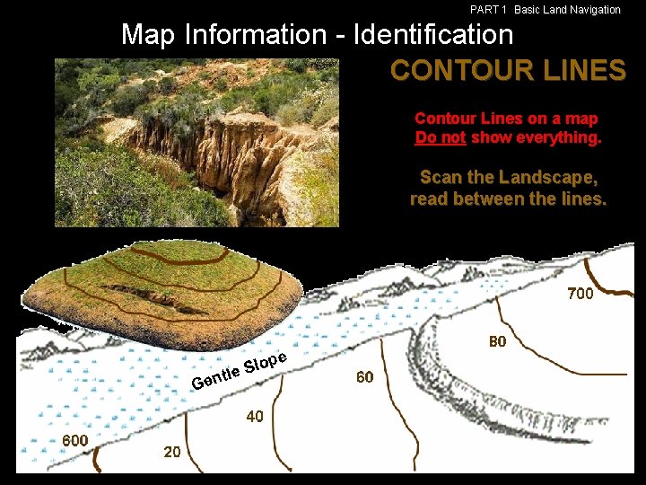 PART 1 Basic Land Navigation Map Information - Identification CONTOUR LINES Contour Lines on