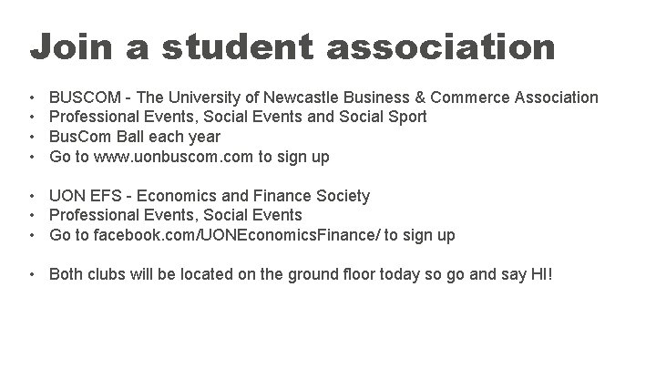 Join a student association • • BUSCOM - The University of Newcastle Business &