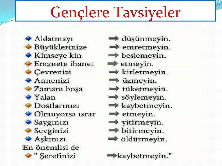 Gençlere Tavsiyeler 