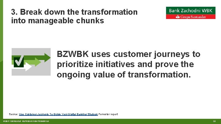 3. Break down the transformation into manageable chunks BZWBK uses customer journeys to prioritize