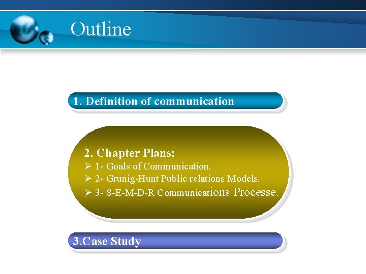 Outline 1. Definition of communication 2. Chapter Plans: Ø 1 - Goals of Communication.