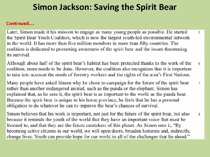 Simon Jackson: Saving the Spirit Bear Continued…. 