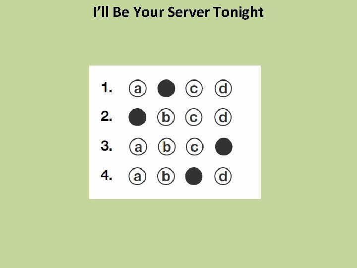 I’ll Be Your Server Tonight 