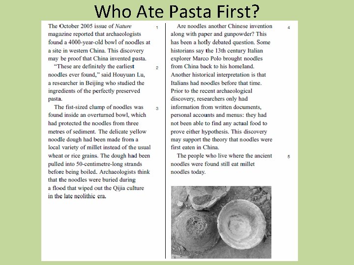 Who Ate Pasta First? 