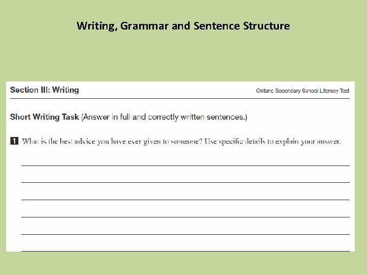 Writing, Grammar and Sentence Structure 