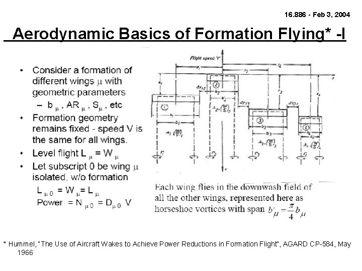 16. 886 - Feb 3, 2004 Aerodynamic Basics of Formation Flying* -I * Hummel,