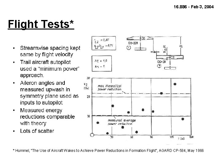 16. 886 - Feb 3, 2004 Flight Tests* * Hummel, “The Use of Aircraft